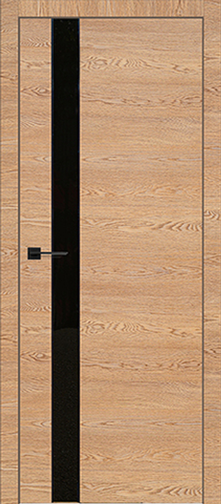 Межкомнатная дверь Turen Becker Соммер ПО УЧ (стекло черный лакобель) Дуб пацифик поперечный