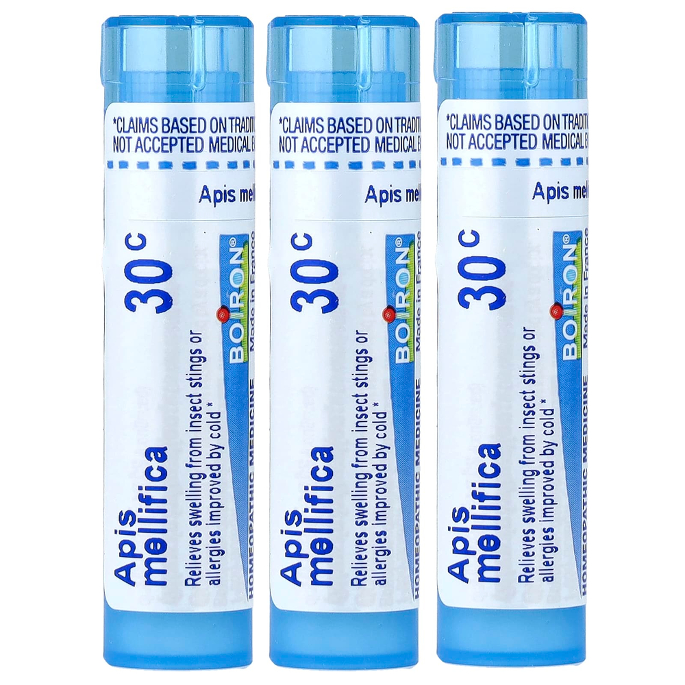 Boiron, Apis, гранулы для рассасывания, 3 тюбика, прибл. 80 гранул в 1