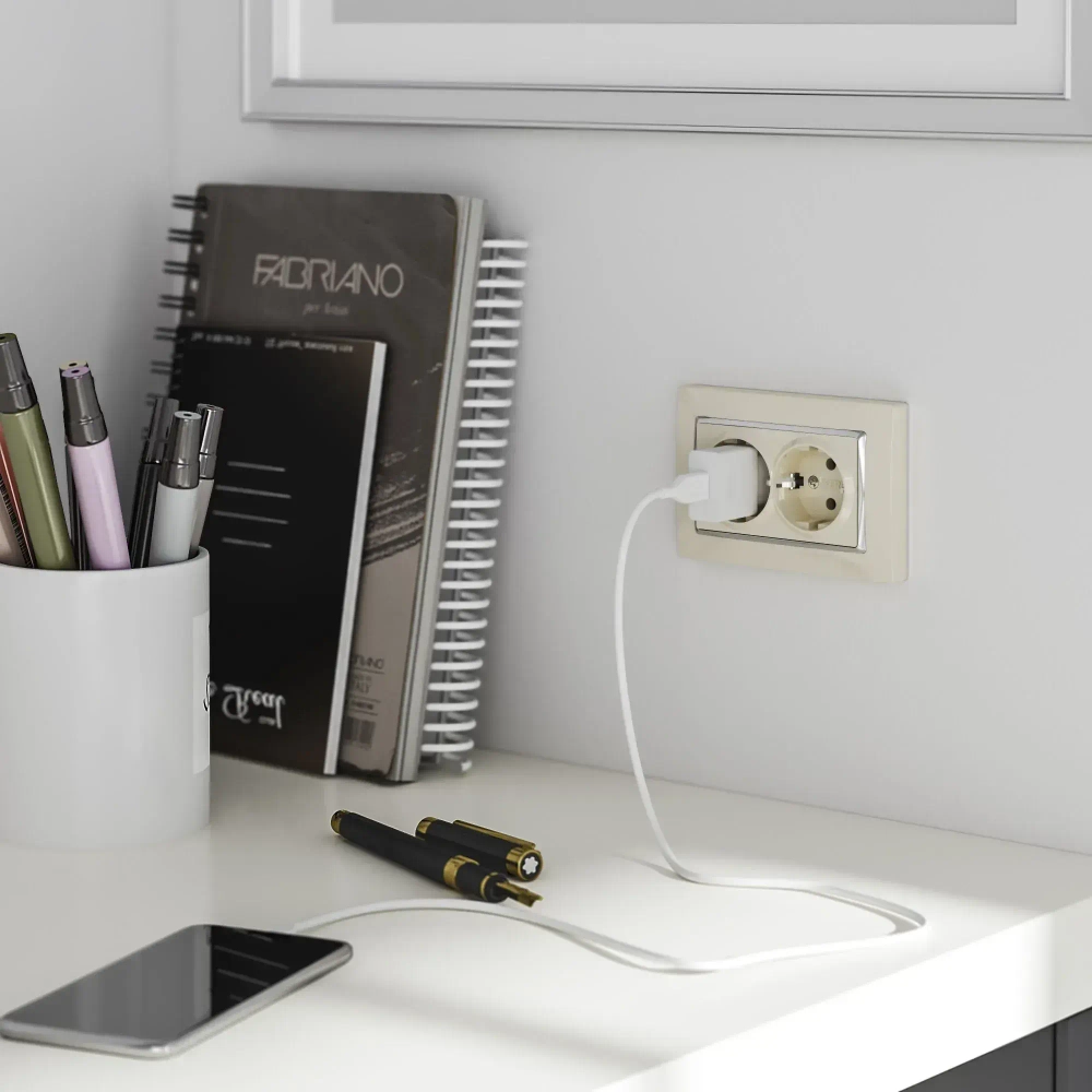 Рамка для двойной розетки Snabb (слоновая кость/хром) W0081903