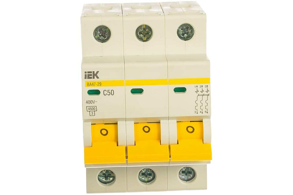 Автоматический выключатель ВА47-29 3Р 50А 4,5кА С IEK