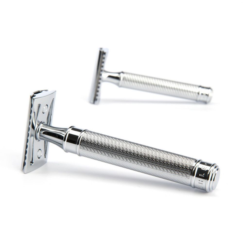 Т-образная бритва MUEHLE TRADITIONAL, c удлиненной ручкой, хром, closed comb (R 89 GRANDE)