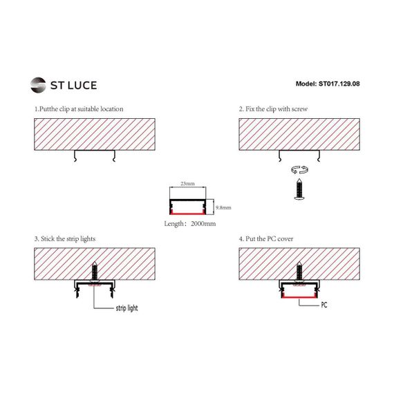 Профиль с рассеивателем ST-Luce ST017.129.08