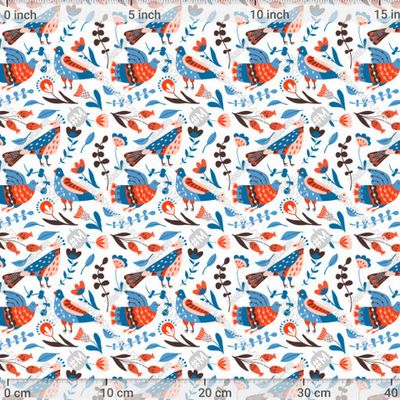 Птицы в фольклорном стиле, народная роспись by LenaNikolaeva 435 DPI