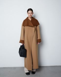 Пальто двустороннее из шерсти Берберри кэмел/бежевый