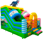 Детский надувной батут-горка «Динолэнд» с прямым скатом 6*5*6 м