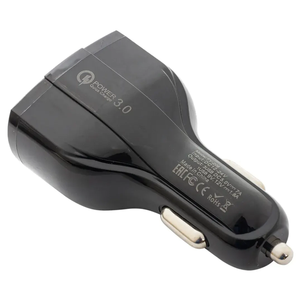 Автомобильное зарядное устройство FY-206 (12V-24V, USB 2/TYPE-C:5V-Max 2.4A, QC3.0: 5V/3A,9V/2A,12V/1.5A) KING FY-206