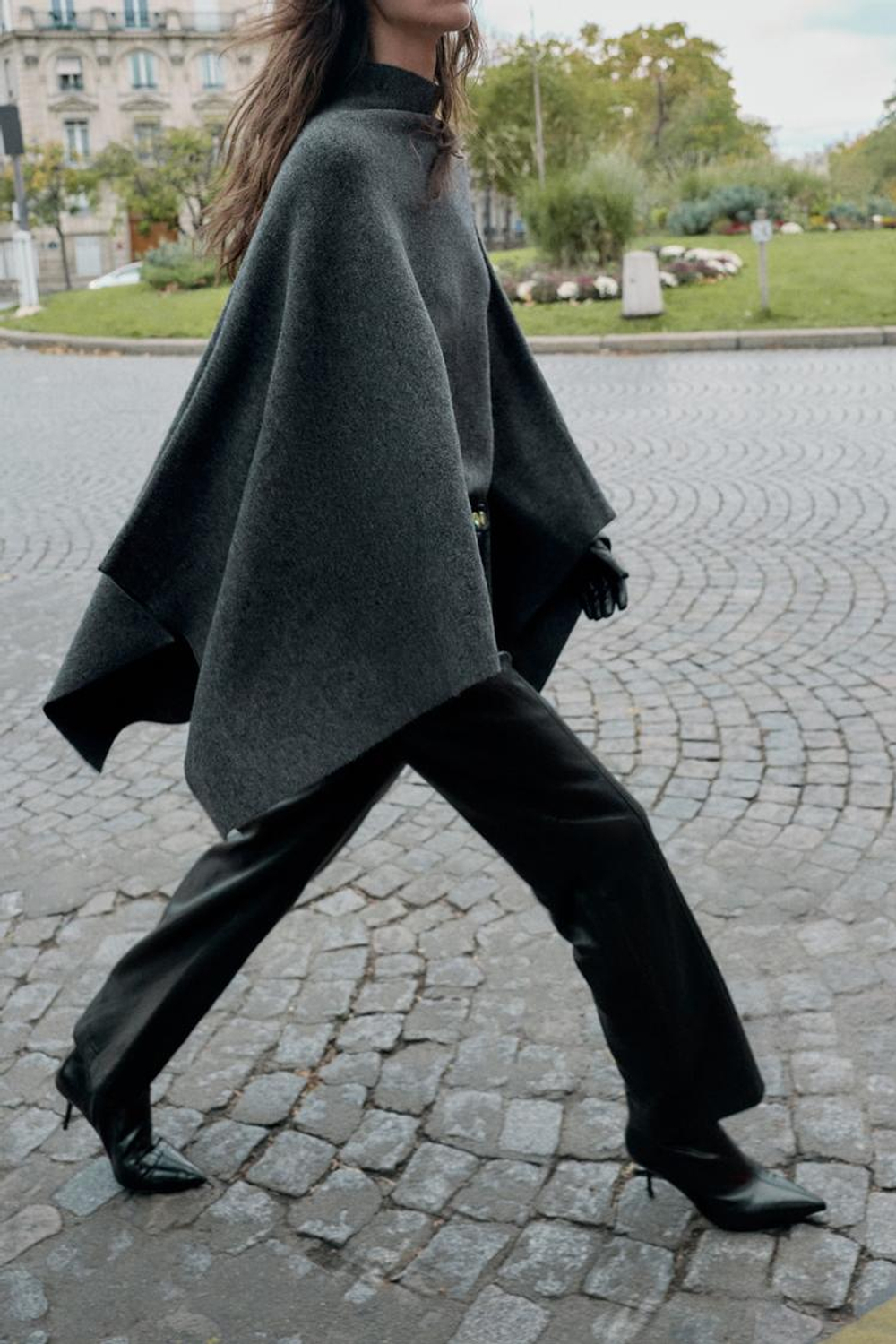 ZARA ТРИКОТАЖНАЯ НАКИДКА С ВЫСОКИМ ВОРОТНИКОМ, СЕРЫЙ