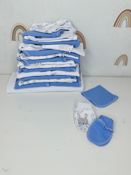 Комплект одежды из 20 предметов « Зайчики с голубым »