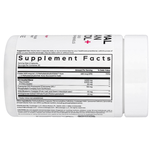 Codeage, липосомальный инозитол+, 120 растительных капсул