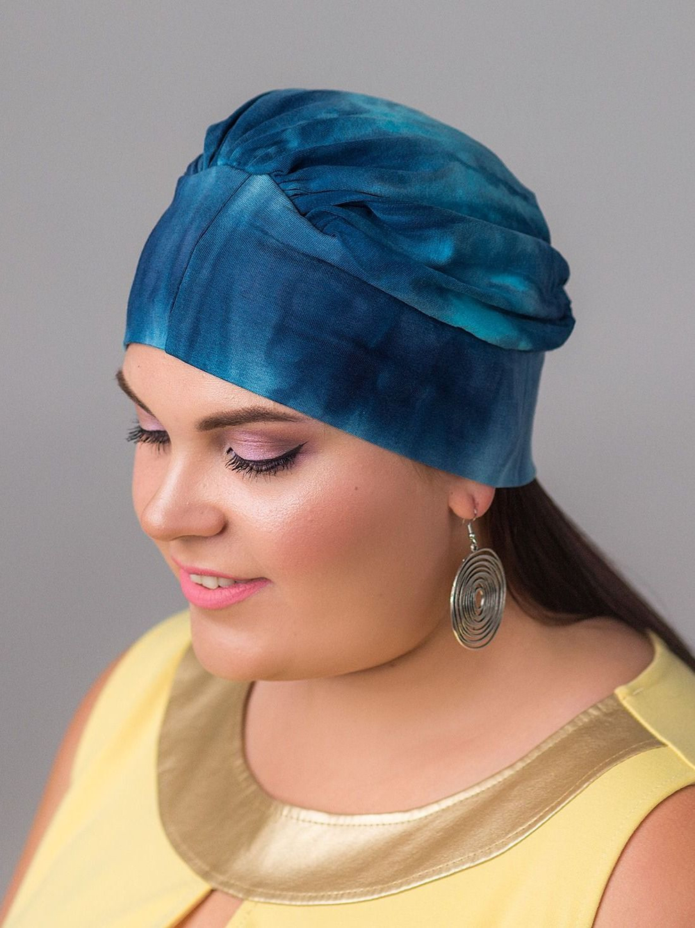 Шапочка Тюрбан БЛАНКА синяя лазурь Elza Meyger