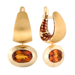 Серьги с Цитрином, Эмаль, E0178-50/7