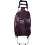 Тележка хозяйственная с сумкой (95*33*30см, колеса 16см, до 30 кг.) горошек, коричневая