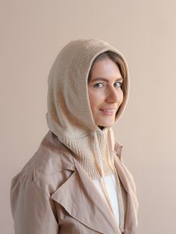 Капор вязаный утепленный (Овес)