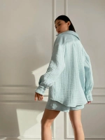 Костюм - пижама с шортами из муслина домашний оверсайз