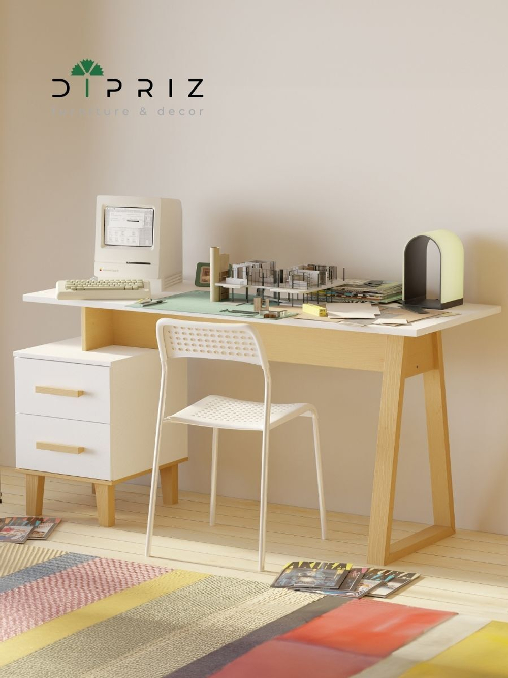 Компьютерный стол Вест белый 150х60х77 с 2 ящиками