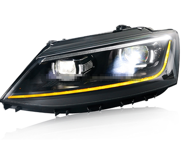 Передние фары Джетта 6 2011-2019 V3 type [Комплект Л+П; ходовые огни; би LED линза; электрокорректор; светодиодный поворотник]