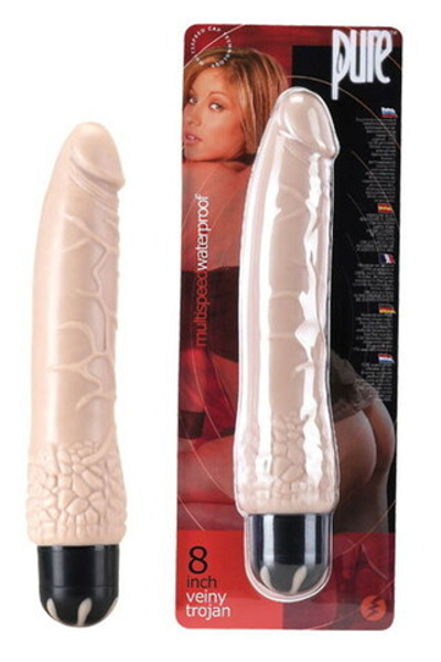 Водонепроницаемый многоскоростной вибратор Veiny Trojan (19 см, телесный) (Цвет: телесный)