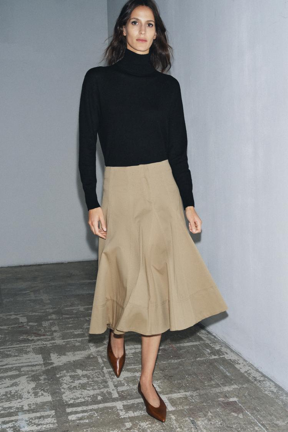 ZARA СВИТЕР ИЗ 100% ЭКСТРАМЯГКОЙ ШЕРСТИ, ЧЕРНЫЙ