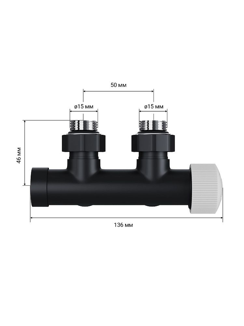 Узел нижнего подключения Royal Thermo Design PRO 15мм угловой М30х1,5 (черный)