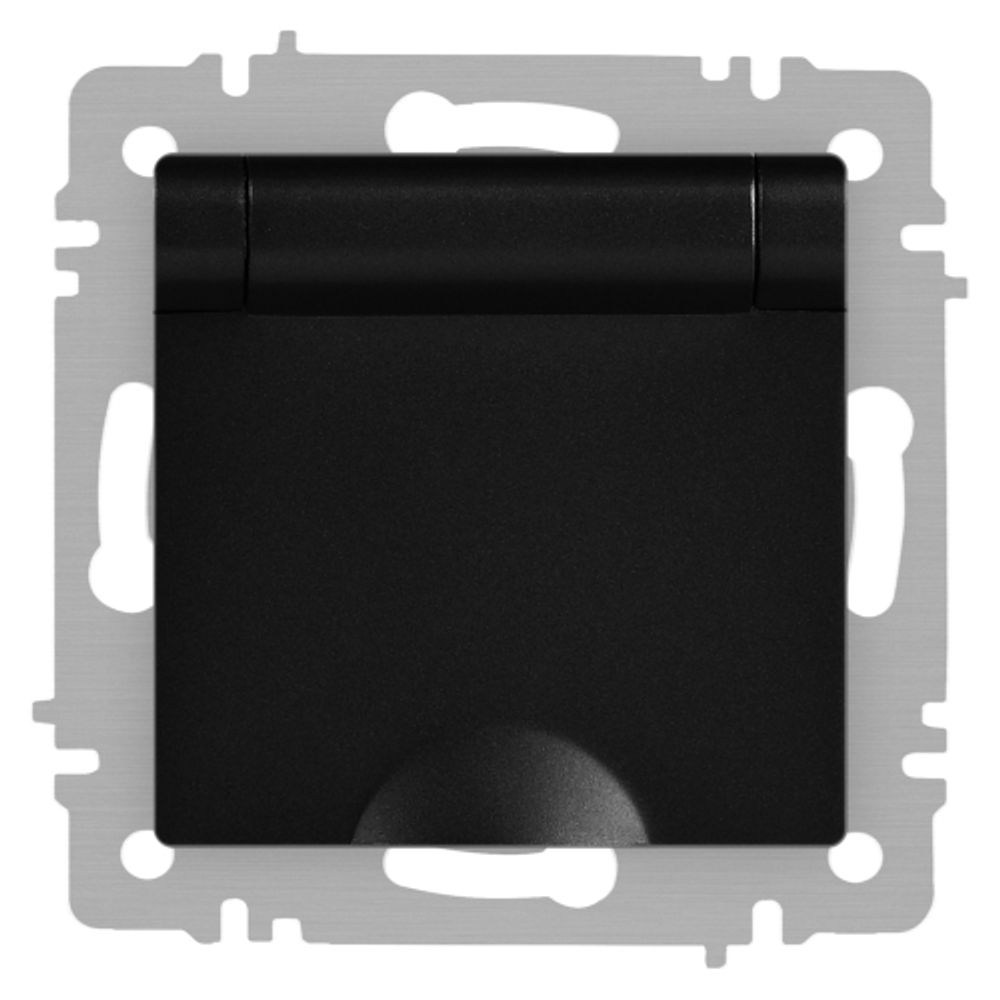 Розетка Intro Accent 6-203-05 с заземлением 2P+E Schuko с крышкой 16А-250В IP20 СУ антрацит | Intro