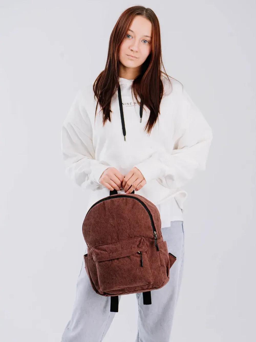 Рюкзак вельветовый школьный