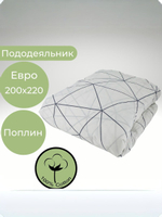 Пододеяльник 2 спальный 175х210 Хлопок, Бязь Зеленые узоры