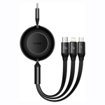 Кабель Baseus Bright Mirror II Series Retractable 3in1 Fast Charging Data Cable Type-C to M+L+C 100W 1.1m - Black
