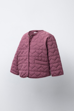 ZARA СТЕГАНАЯ КУРТКА, ТЕМНО-РОЗОВЫЙ