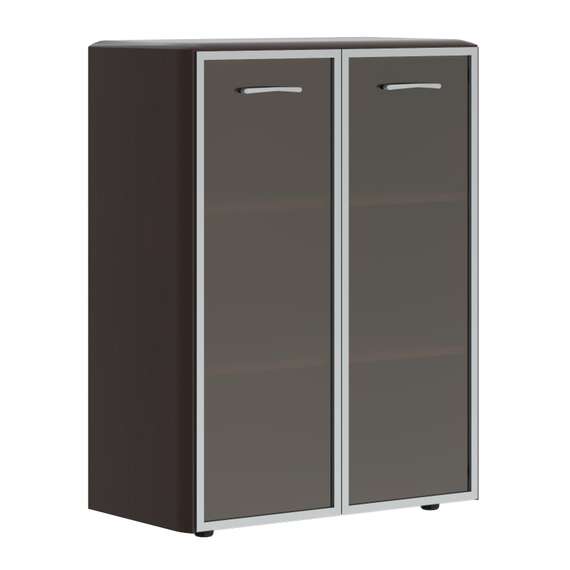 Шкаф средний со стеклянными дверьми в AL-рамке и обвязкой DMC 85.7  892х450х1185 DIONI
