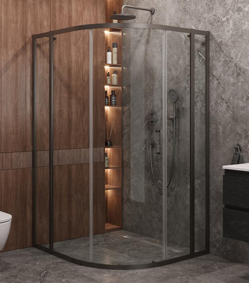 Душевой уголок Cezares MOLVENO-RH-11-120/110-C-GM-IV, 120х110х195, профиль оружейная сталь, прозрачное стекло
