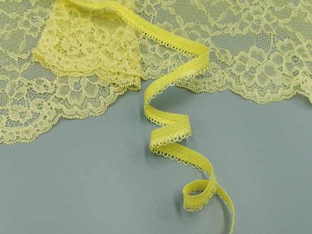 Ажурная резинка, желтая, 11 мм, (Арт: К264/11-286), Lauma, м