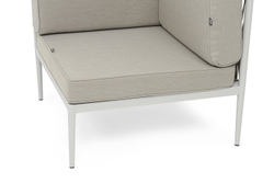 "Касабланка" угловой модуль плетеный из роупа, каркас алюминий светло-серый (RAL7035) муар, роуп серо-коричневый 23мм, ткань бежевая 15052