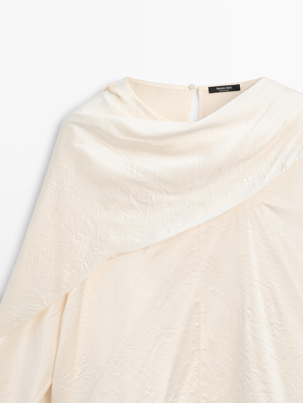 Massimo Dutti Блузка с драпировкой, натуральный/кремовый
