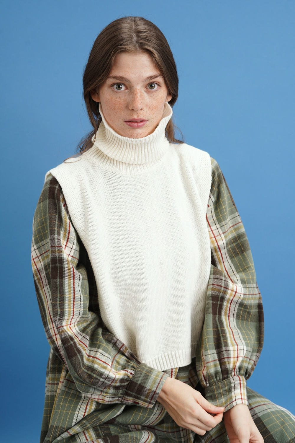 Манишка из кашемира с мериносом молочного цвета