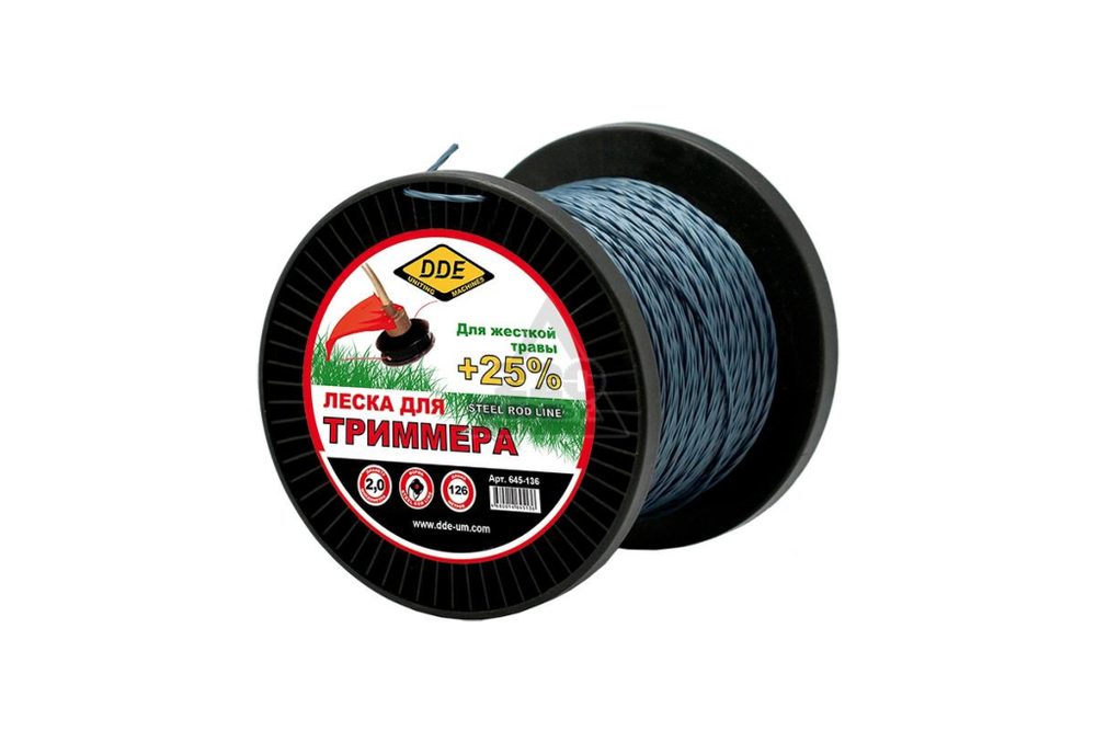 Корд триммерный DDE "Steel rod line" (крест витой армир.) 3.0ммх56м,голубой/красный 645-167