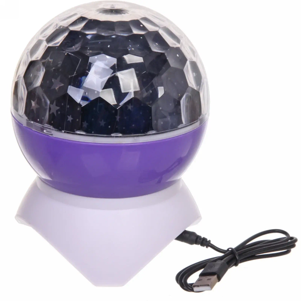 Диско-шар «Double Magic» (в комплекте 2 плафона - диско, звездное небо), Bluetooth, авторежим, USB, в ассортименте (220V)