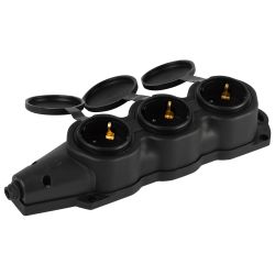 Колодка ЭРА KX-3e-B-IP44 каучуковая с заземлением 3 розетки 16A IP44 черная | Электротовары