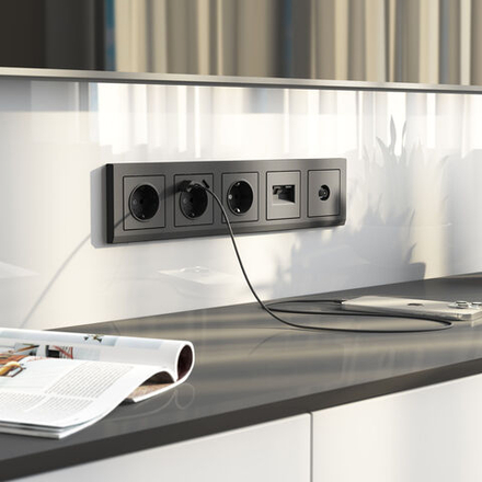 ТВ-розетка оконечная (графит матовый)