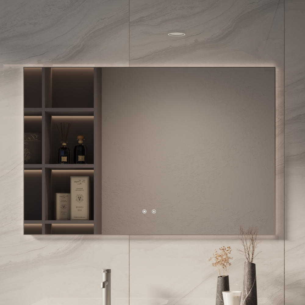 Зеркало LED VLM-4F120GM-2 1200х800 c сенсорным выключателем, антизапотевание, вороненая сталь