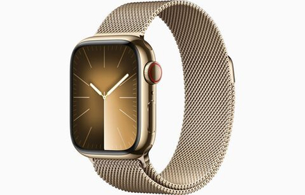 Apple Watch Series 9, 45 мм, корпус из нержавеющей стали в Gold, Milanese Loop gold