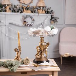 Фруктовница Путти Бронза со стеклянной чашей