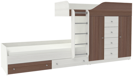 Двухъярусная кровать КарИВи Астра 6 Белое Дерево Бодего Темный