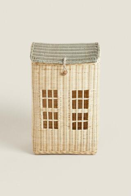 ZARA HOME ДЕТСКАЯ КОРЗИНА ДЛЯ ДОМА ИЗ РОТАНГА, СВЕТЛО-БЕЖЕВЫЙ