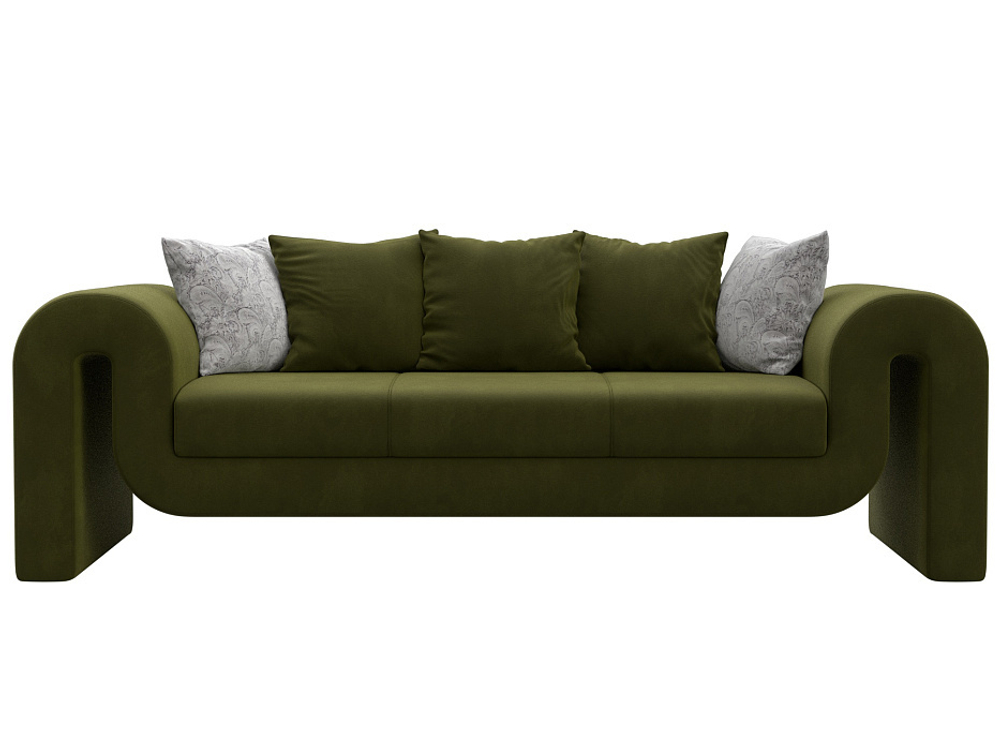 Диван прямой Волна, Зеленый/Серый, Микровельвет\Велюр, 115623