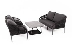 "Канны" лаунж-зона 4-местная плетеная из роупа (веревки), цвет темно-серый