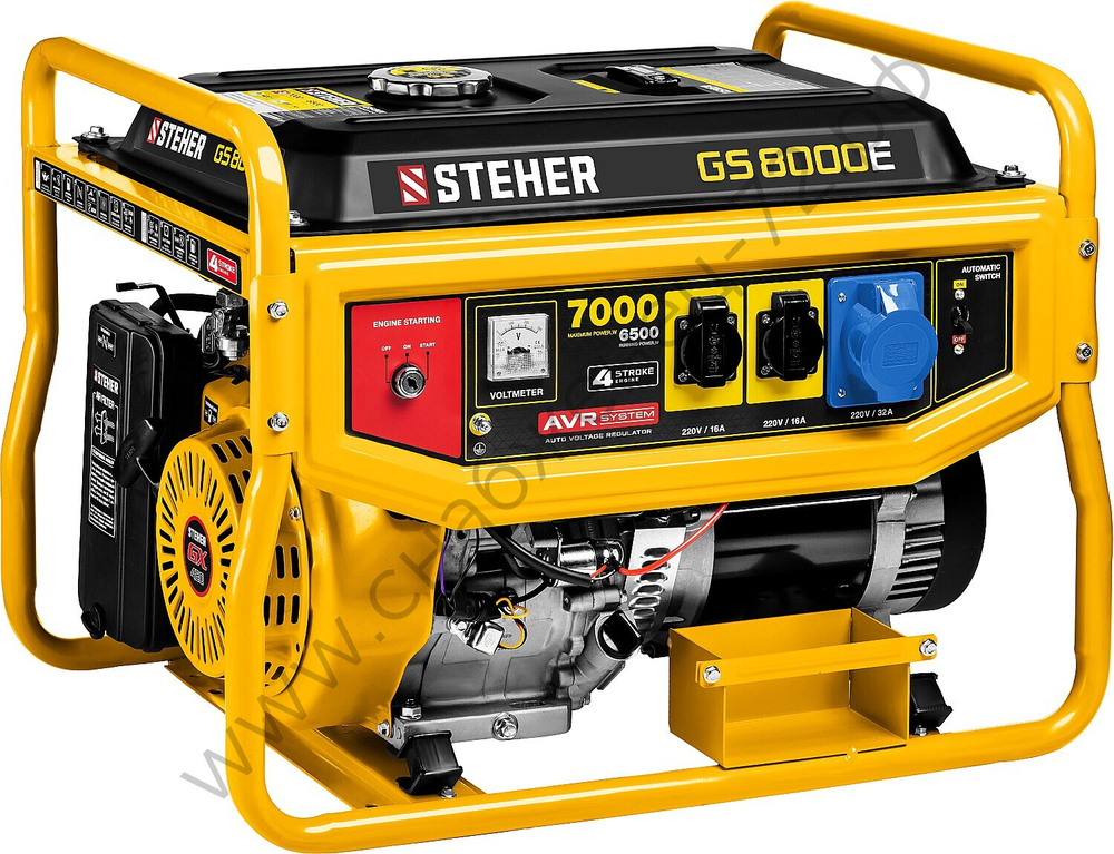 STEHER 7000 Вт, бензиновый генератор с электростартером (GS-8000E)