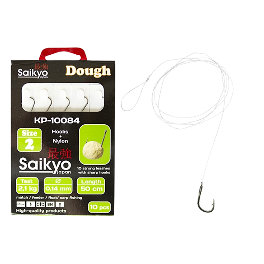 Крючки Saikyo с поводками KP-10084BN Dough 10шт 50см -