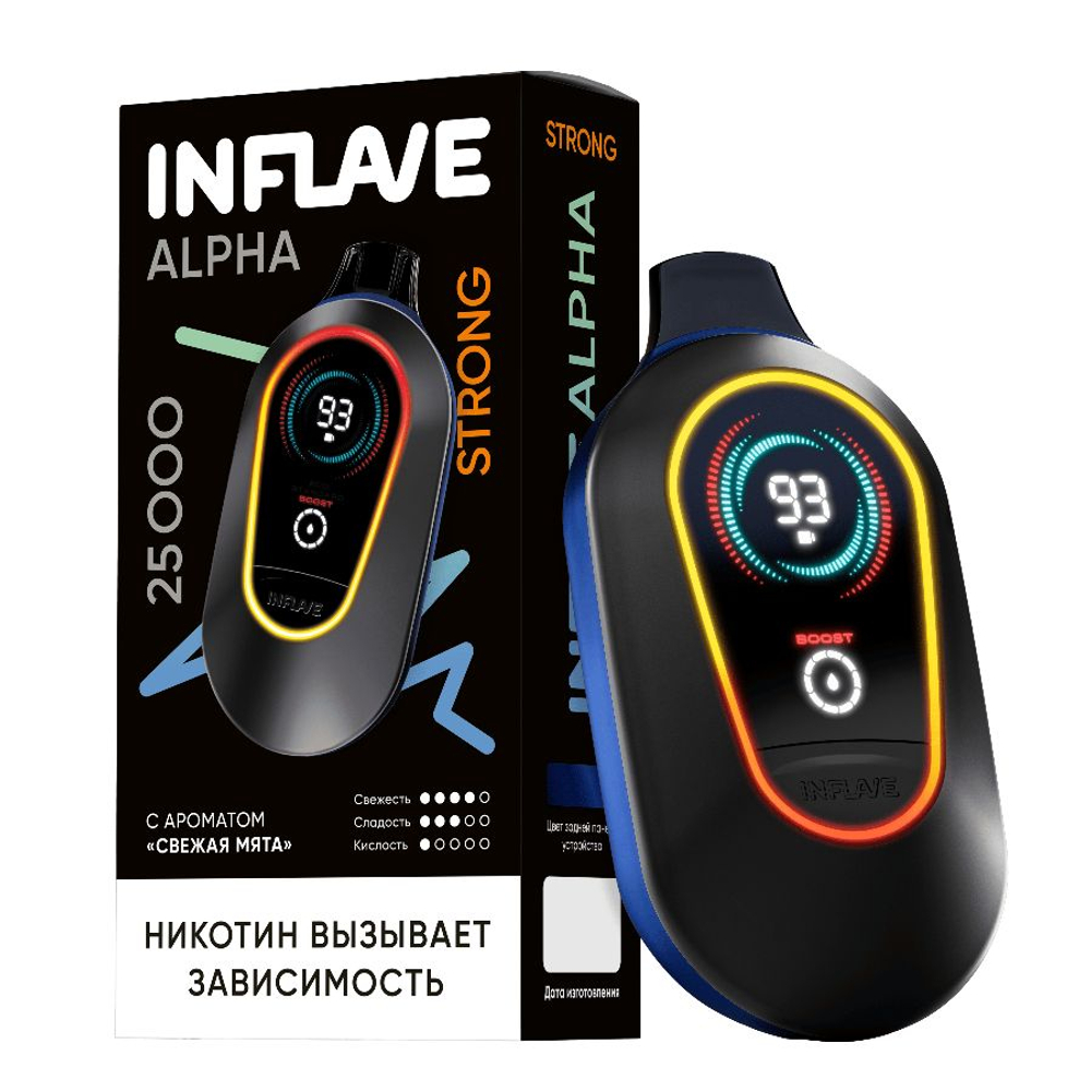 Купить электронные сигареты Inflave Alpha Strong Свежая мята 25000 затяжек в Москве с доставкой по России