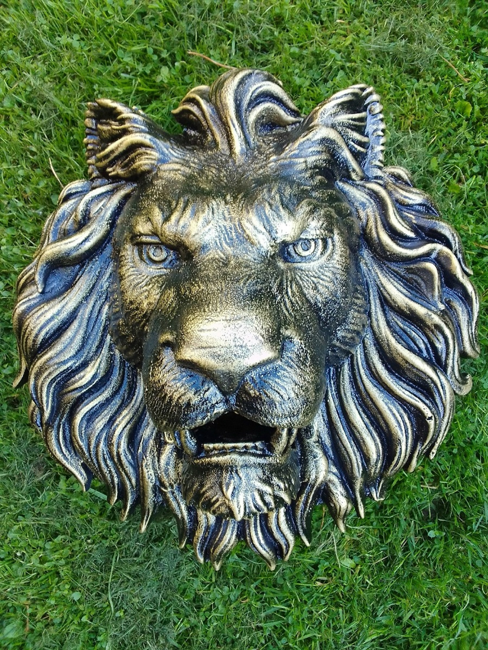 Кованый элемент Лев литой, патина золотая бронза 45х42 (15 см), вес 7 кг. Ручная работа