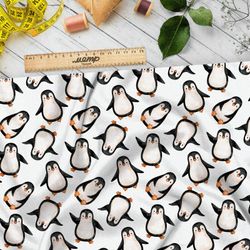 Ткань муслин пингвины